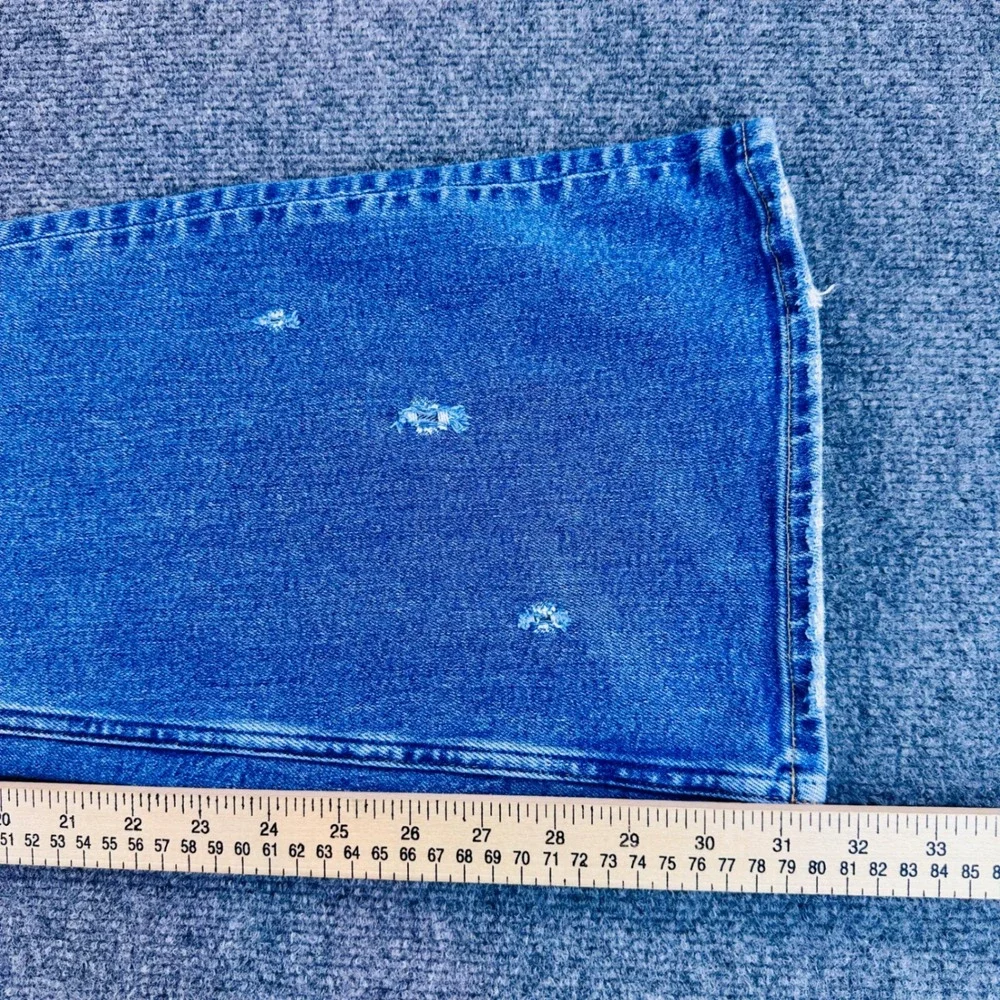 American Eagle AE77 Low-Rise Flare Jeans Womens 6 Med Wash Distressed Blue Y2K